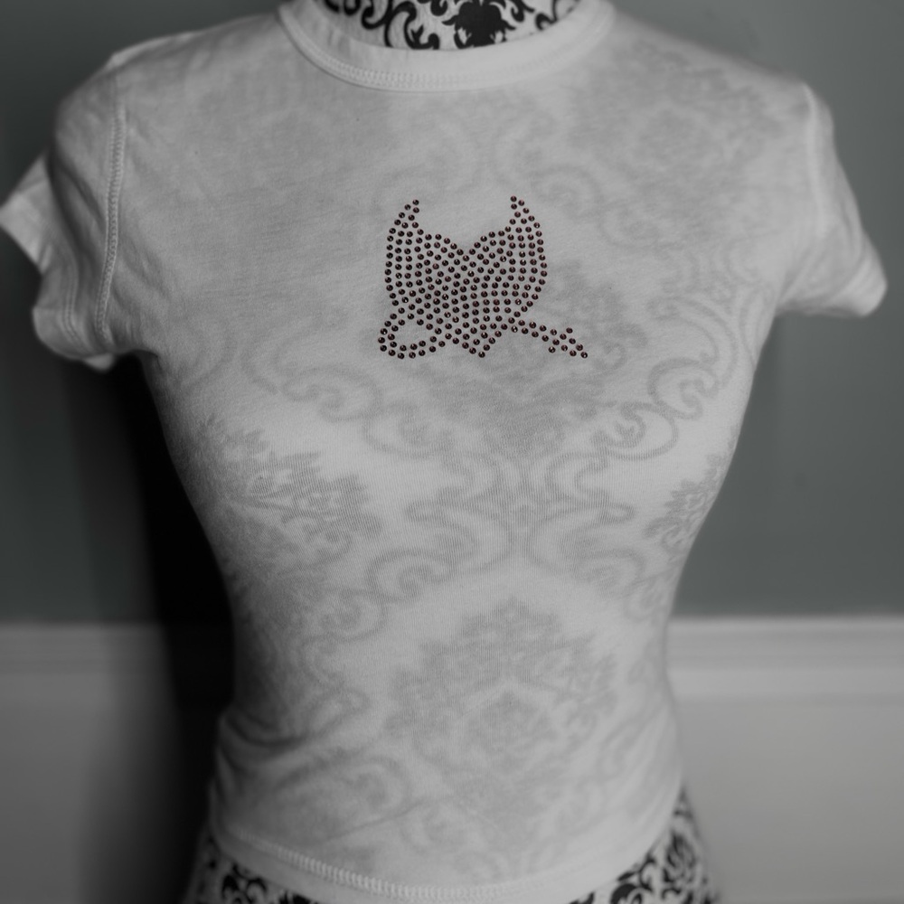 white shirt with rhinestones